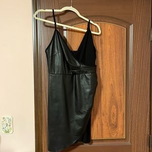 NWT black leather dress